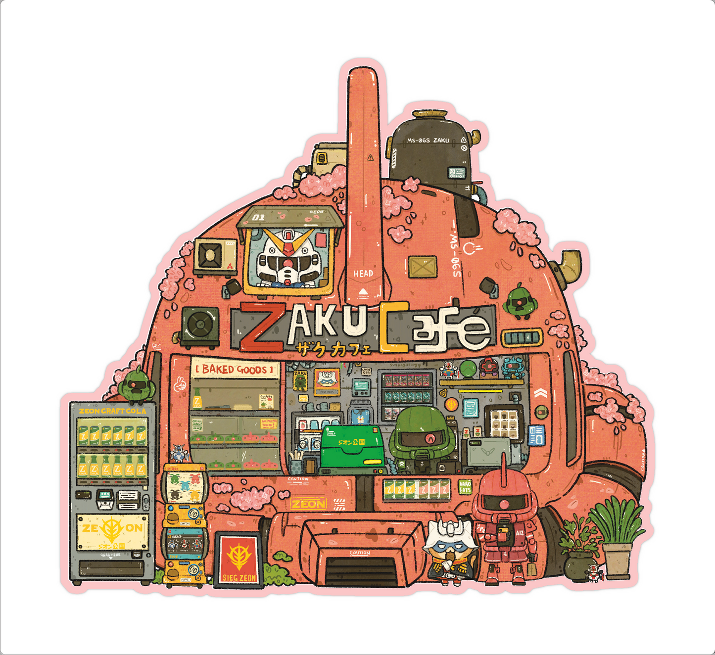 Char's Zaku Cafe Vinyl Sticker