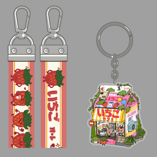Strawberry Milk Keychain W/ Lanyard