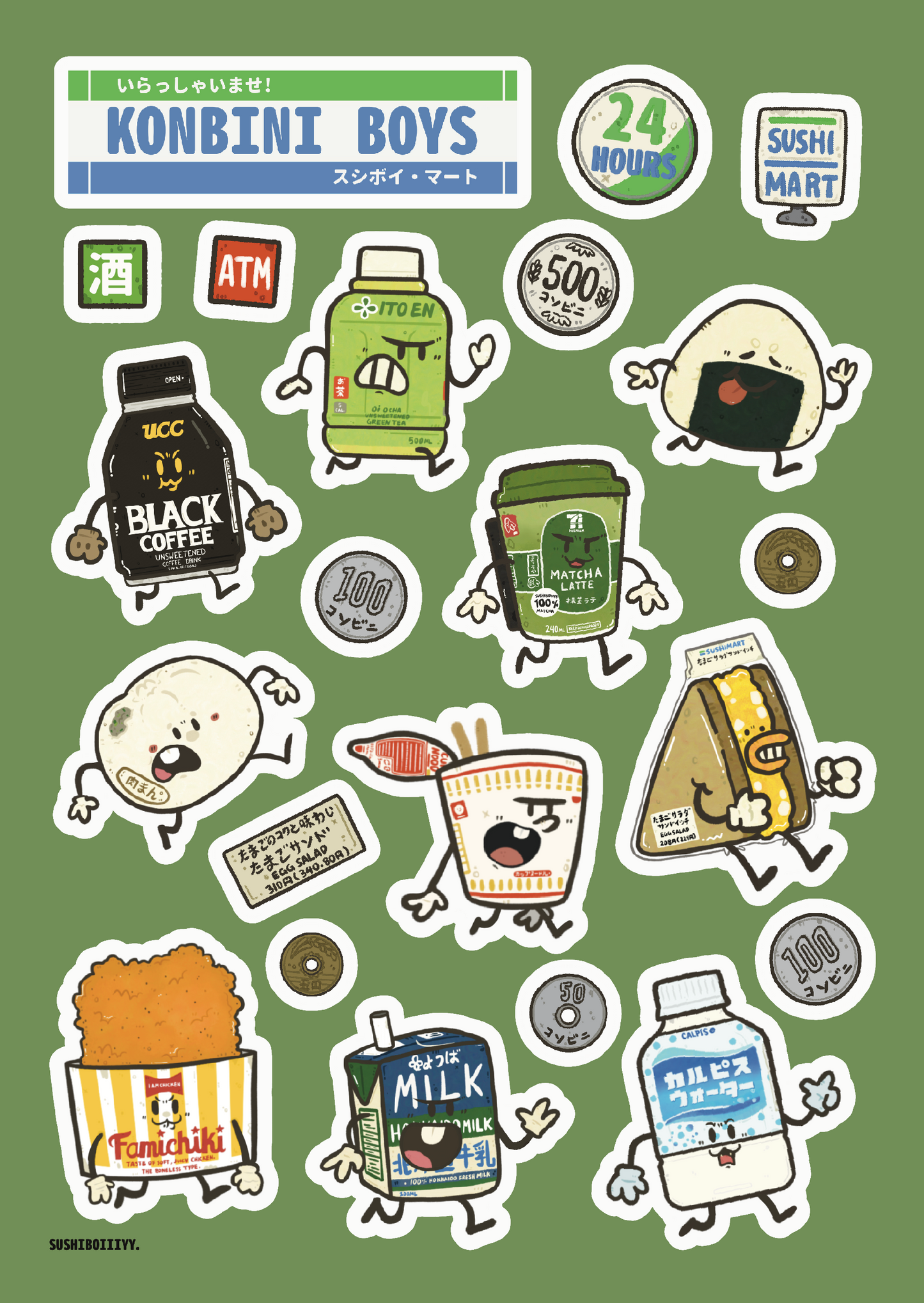 Konbini Boys 4x6" Sticker Sheet